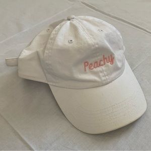 Brandy Melville White and Pink Peachy Baseball Hat John Galt